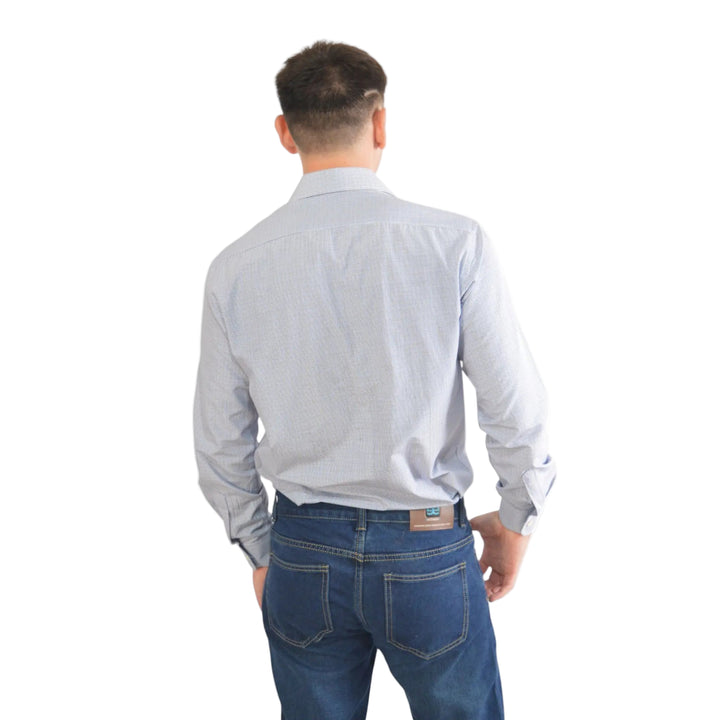 Camisa Oregon cuadros vichy azul hombre vista trasera EE Exclusive