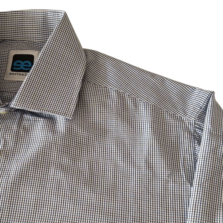 Detalle tela cuadros vichy azul Camisa Oregon hombre EE Exclusive