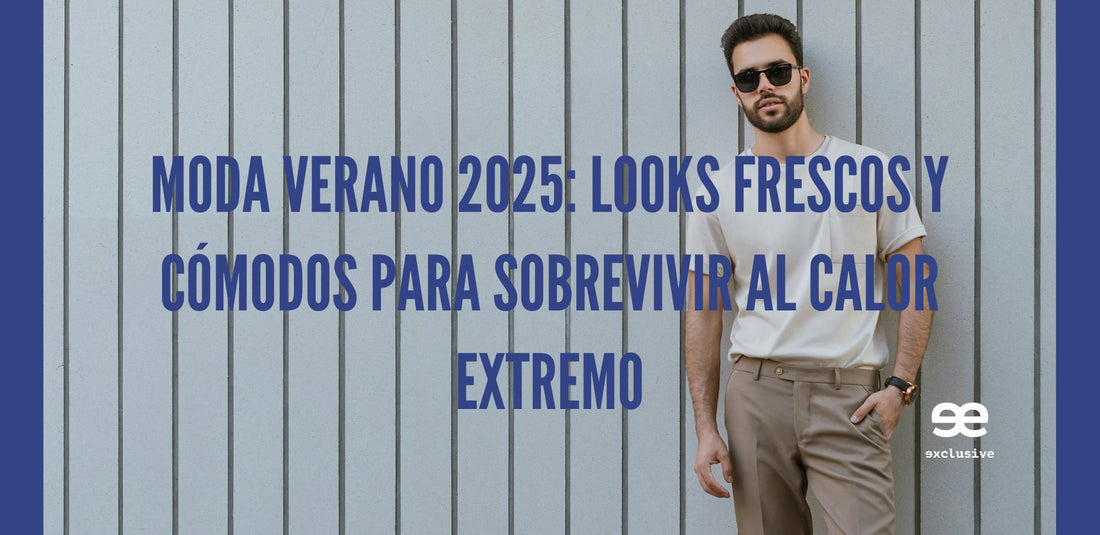 Hombre con camisa ligera en tonos neutros representando moda verano 2025 con looks frescos y cómodos para calor extremo – EE Exclusive blog.