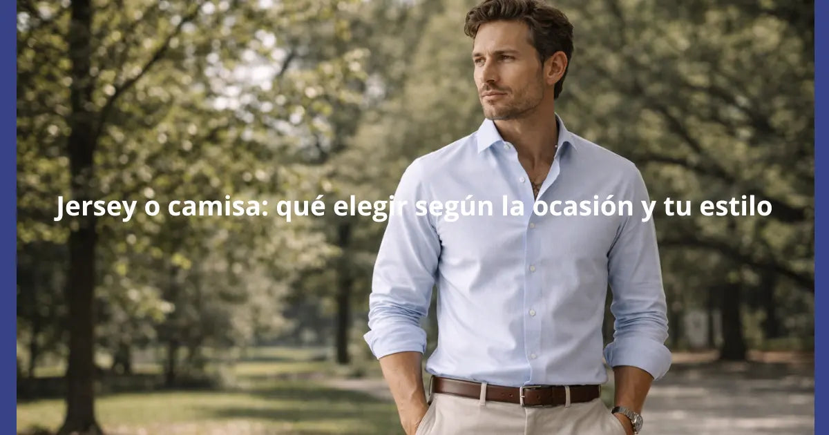 hombre con camisa azul clara en parque estilo urbano elegante entretiempo