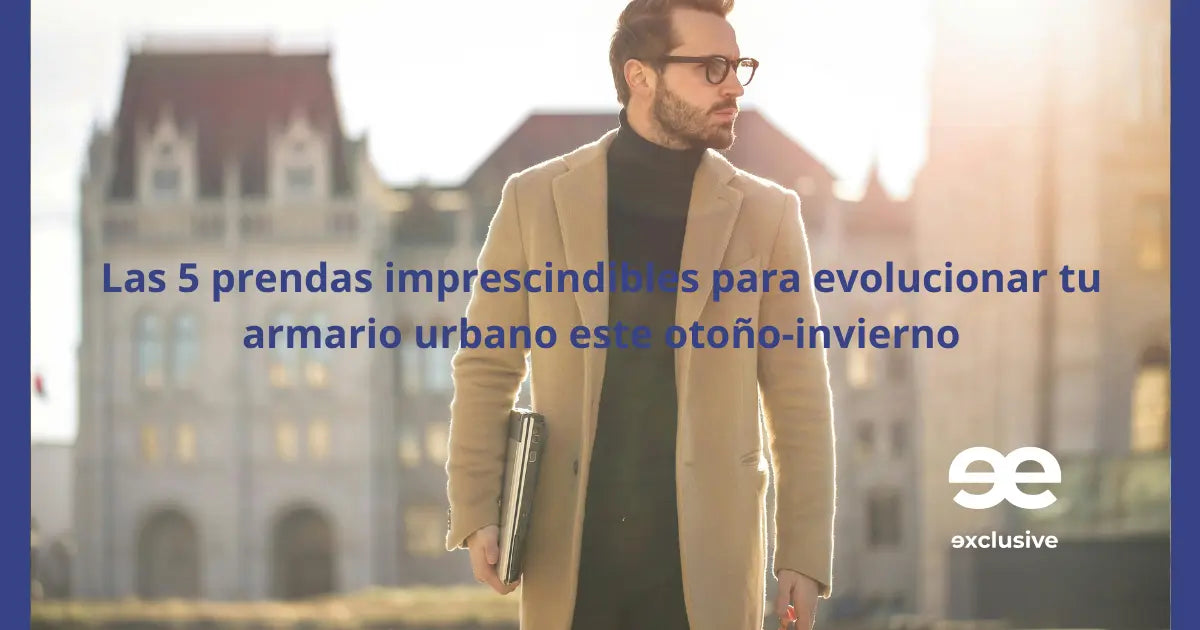 Hombre urbano con abrigo camel y jersey de punto EE Exclusive estilo otoño invierno