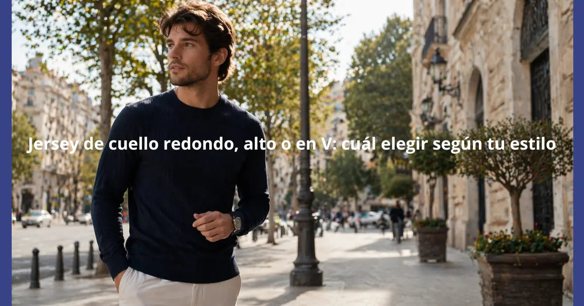 jersey cuello redondo hombre azul marino estilo urbano elegante primavera