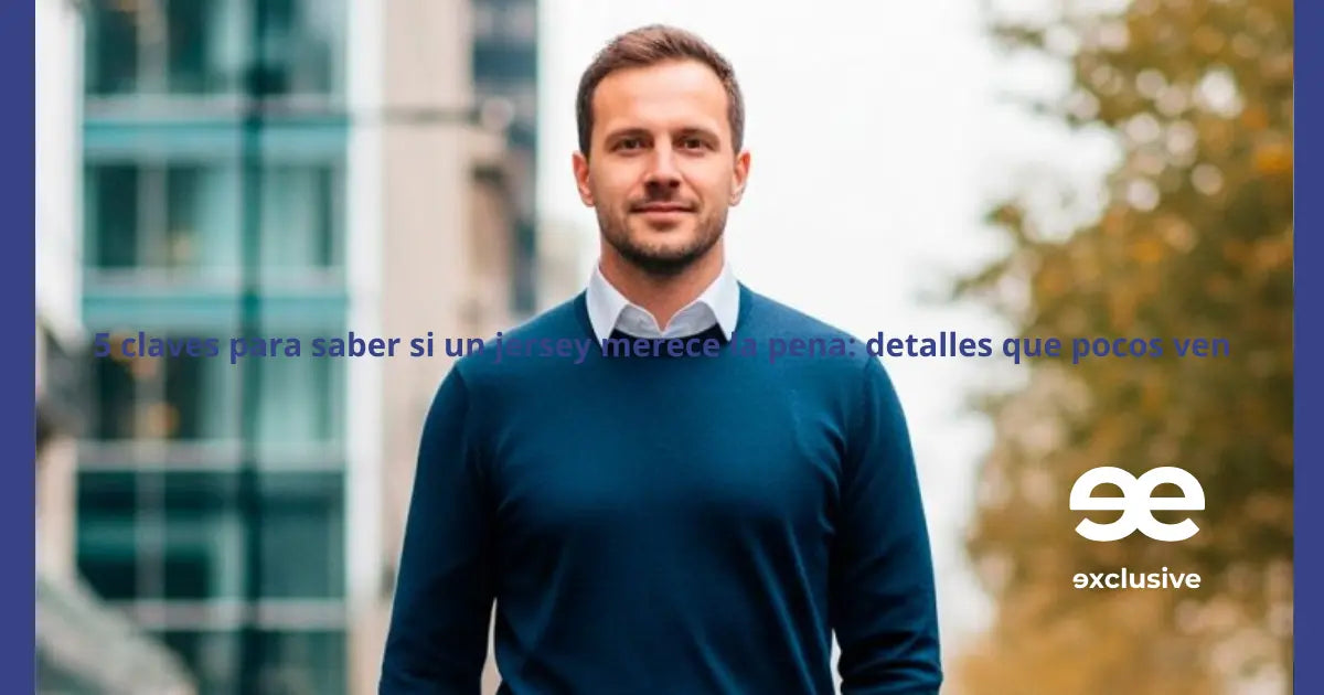 Hombre urbano vistiendo un jersey de punto elegante y de calidad en un entorno minimalista