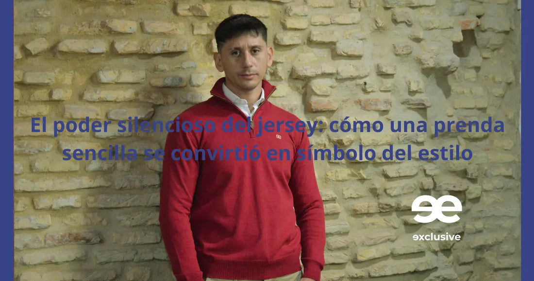 Hombre con jersey de punto EE Exclusive, estilo urbano y elegancia atemporal.