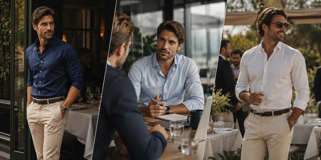 Diferentes estilos masculinos con camisa para citas, trabajo y eventos especiales