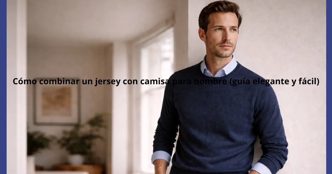 Outfit con jersey y camisa para hombre elegante casual ideal para vestir con estilo sin esfuerzo