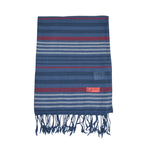 Bufanda Ameixenda azul de rayas en algodón 100%, vista frontal