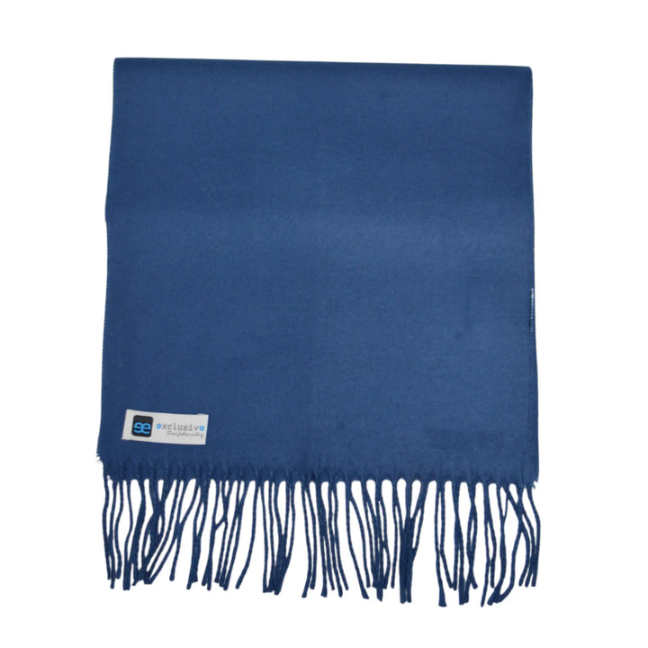 Bufanda azul marino para hombre Ron EE Exclusive en tejido suave con flecos