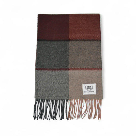 Bufanda de hombre cruces granate y gris con cachemir de EE Exclusive