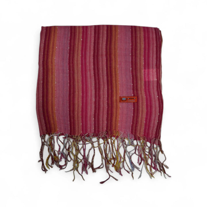 Bufanda Malpica rosa con rayas confeccionada en algodón 100% EE Exclusive