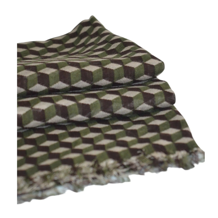 Bufanda Rebordáns verde doblada para hombre en mezcla de seda y viscosa