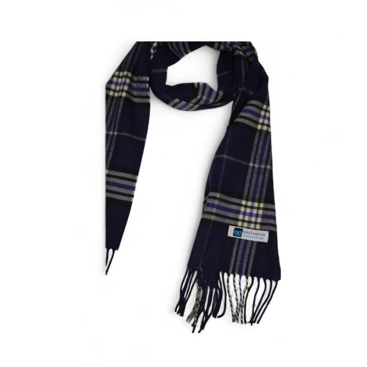 Bufanda Tallo de cuadros morados colgada, vista alternativa