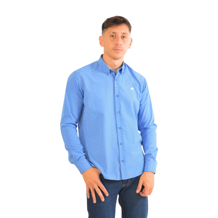 camisa azul slim fit de algodón para hombre Pakal EE ExclusiveExclusive