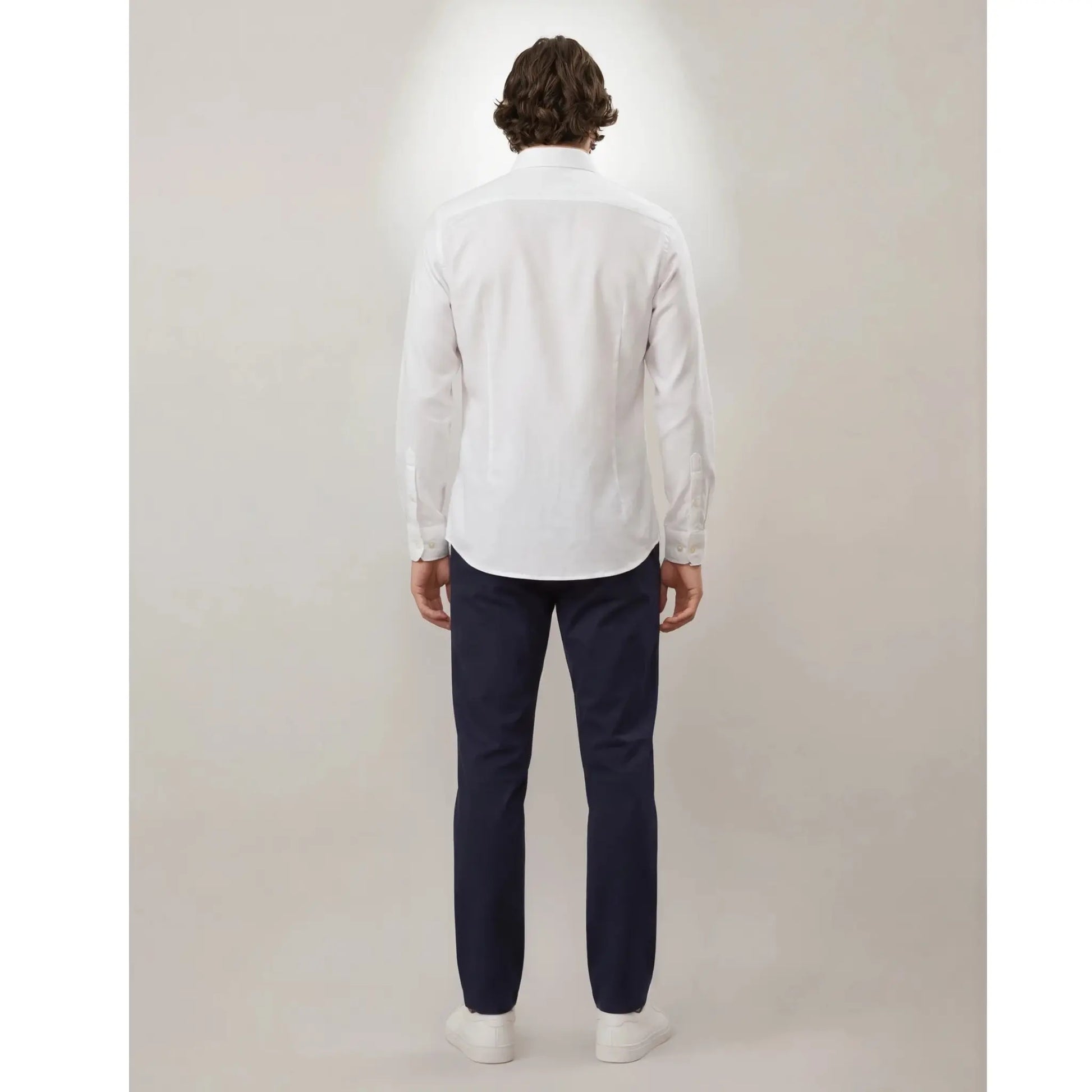 Camisa blanca Acirón de algodón texturizado slim fit para hombre