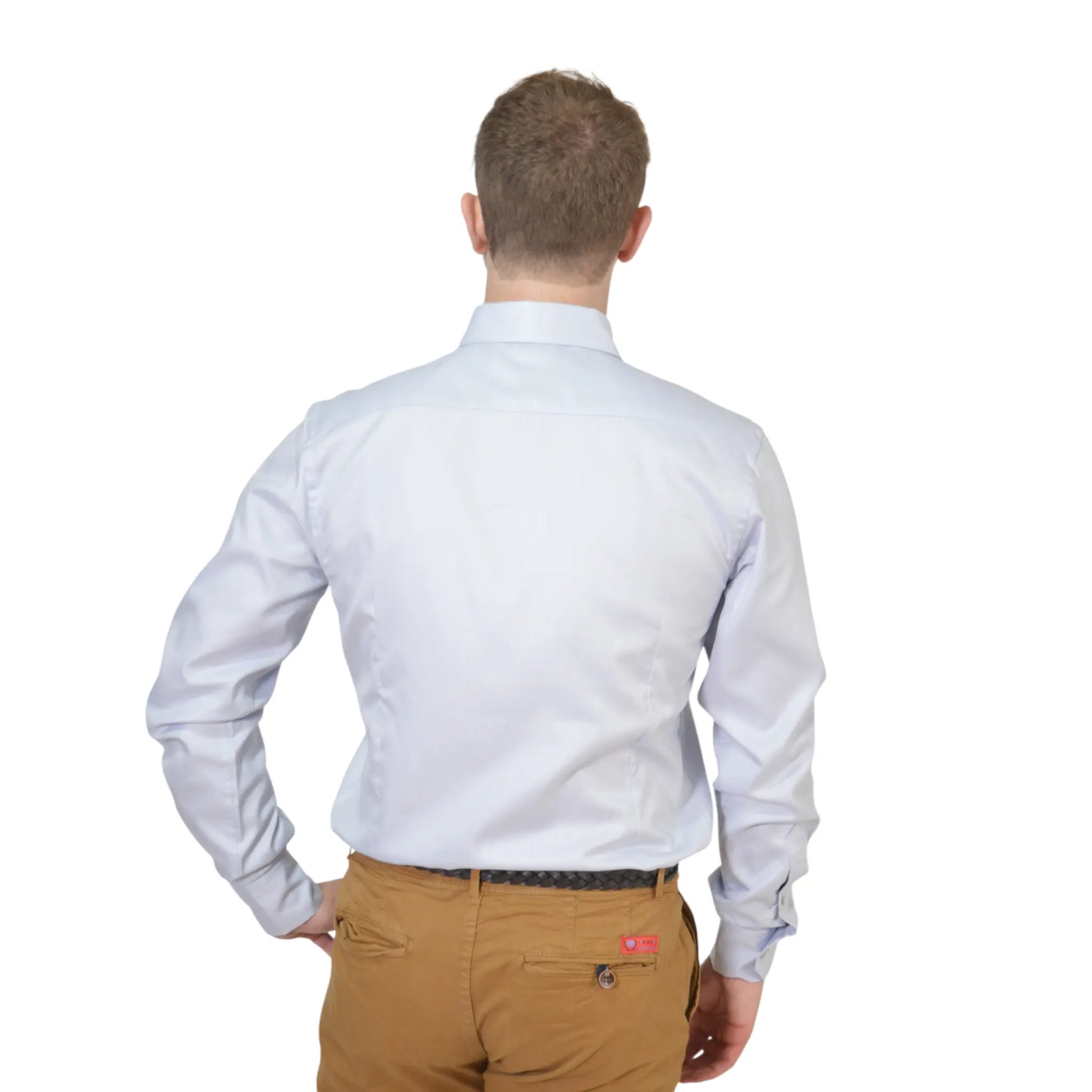 Espalda completa de camisa azul hombre Hefesto