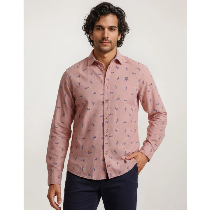 Camisa Kepler rosa para hombre con estampado de cebras y tejido 100% algodón