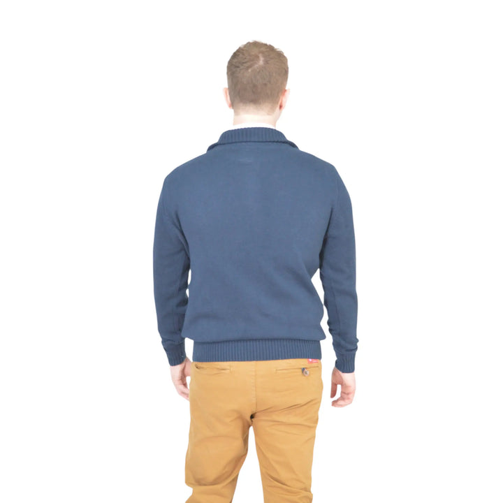 Cardigan azul marino para hombre EE Exclusive vista trasera centrada