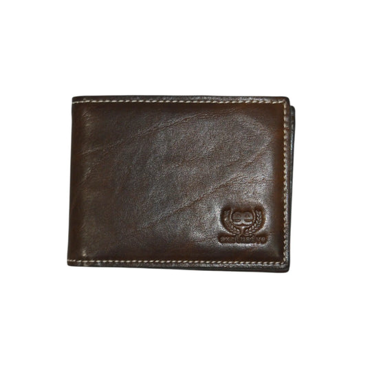 Cartera de hombre en piel Ubrique color marrón, diseño elegante y compacto con logo EE Exclusive