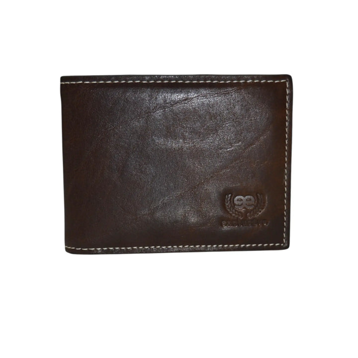 Cartera clásica de hombre en piel Ubrique marrón con logo EE Exclusive grabado