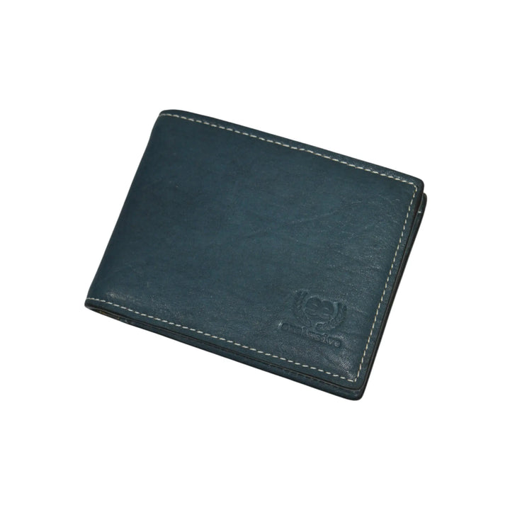 Cartera de piel azul jeans para hombre Ubrique EE Exclusive vista en ángulo