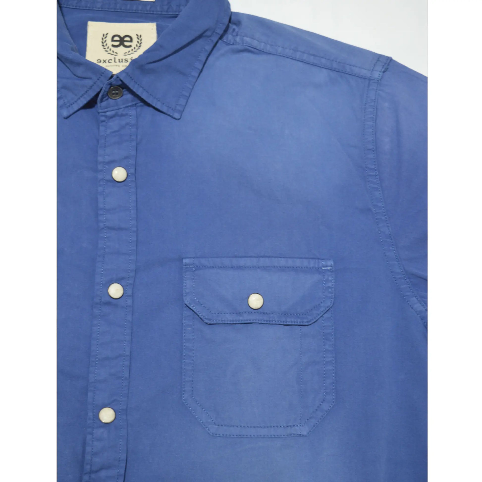 Camisa azul slim fit de algodón para hombre Miki
