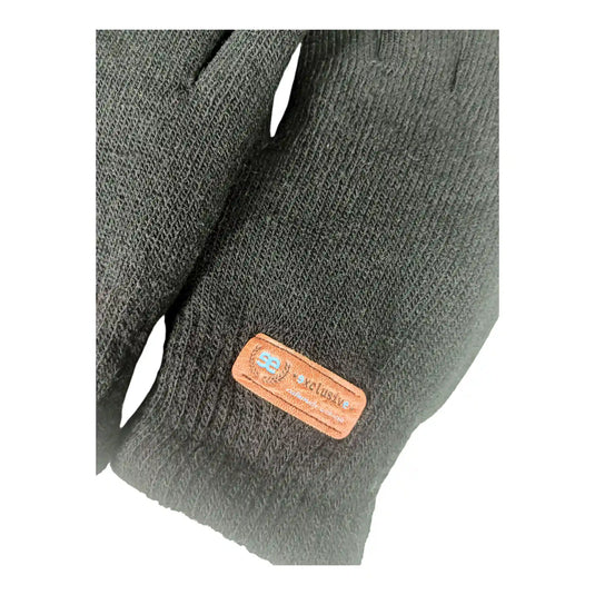 detalle etiqueta guantes negros de punto hombre EE Exclusive