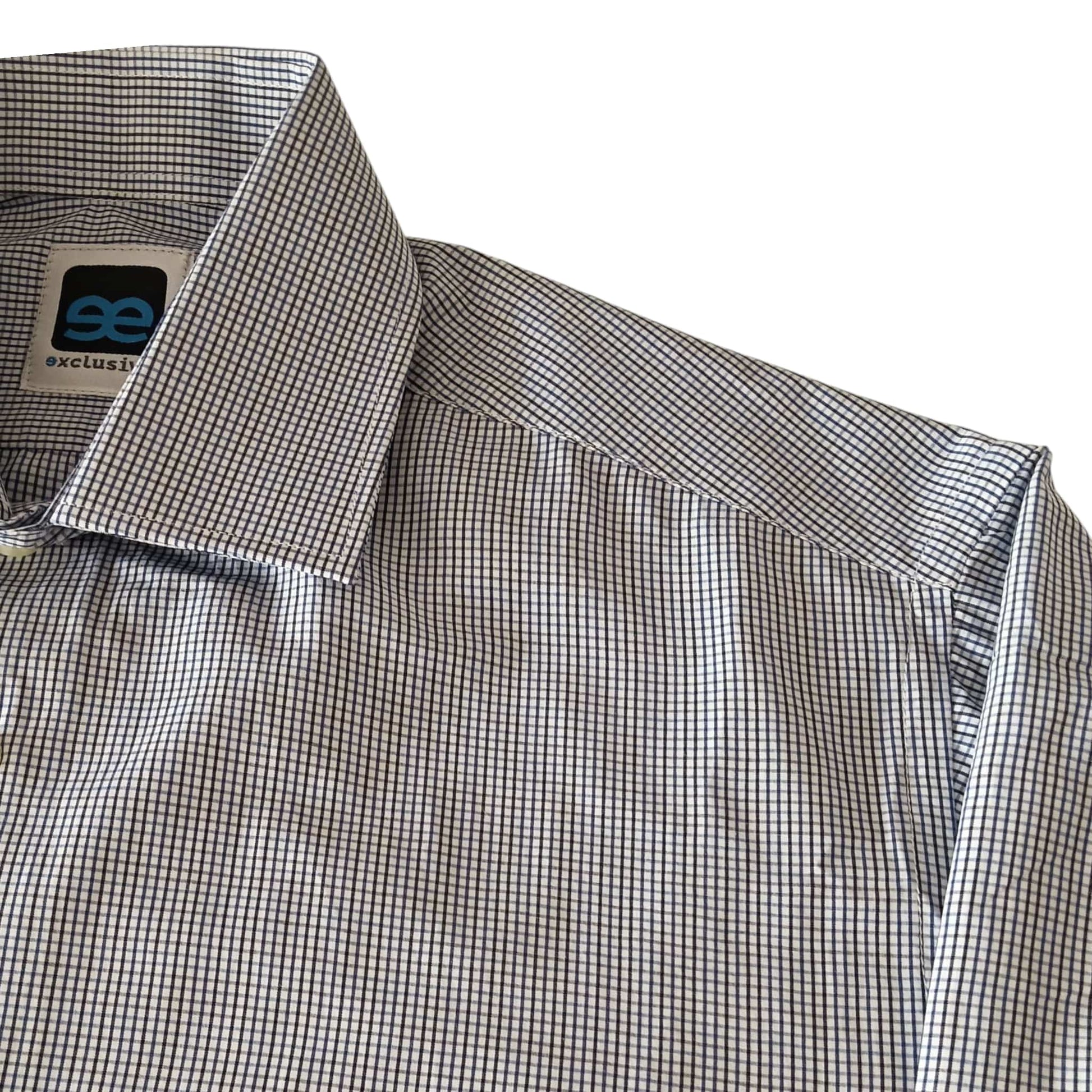 Detalle tela cuadros vichy azul Camisa Oregon hombre EE Exclusive