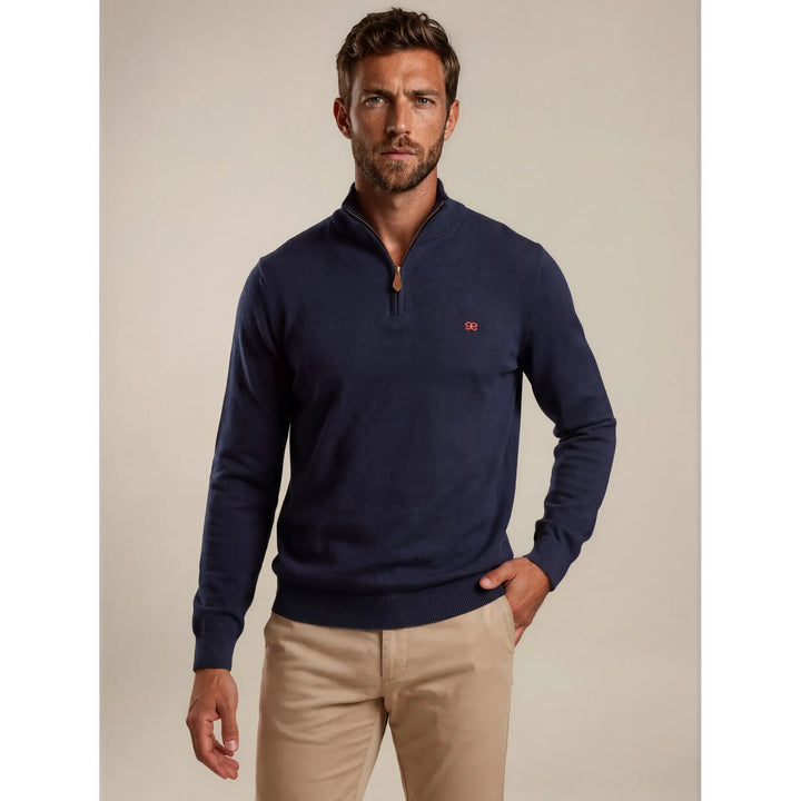 Jersey azul marino Kilagi para hombre con media cremallera y logo bordado EE Exclusive