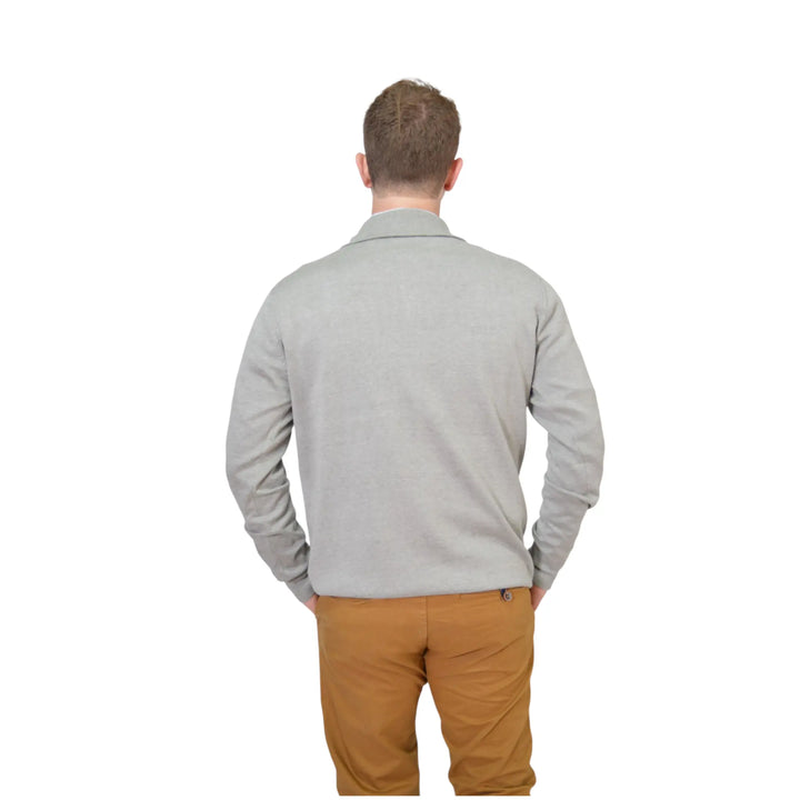 Vista trasera del jersey gris para hombre EE Exclusive, corte regular y acabado suave.