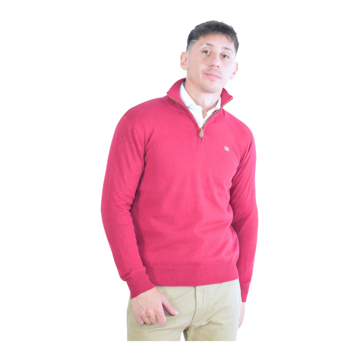 Jersey Kilagi color cereza para hombre de EE Exclusive, estilo elegante con media cremallera.