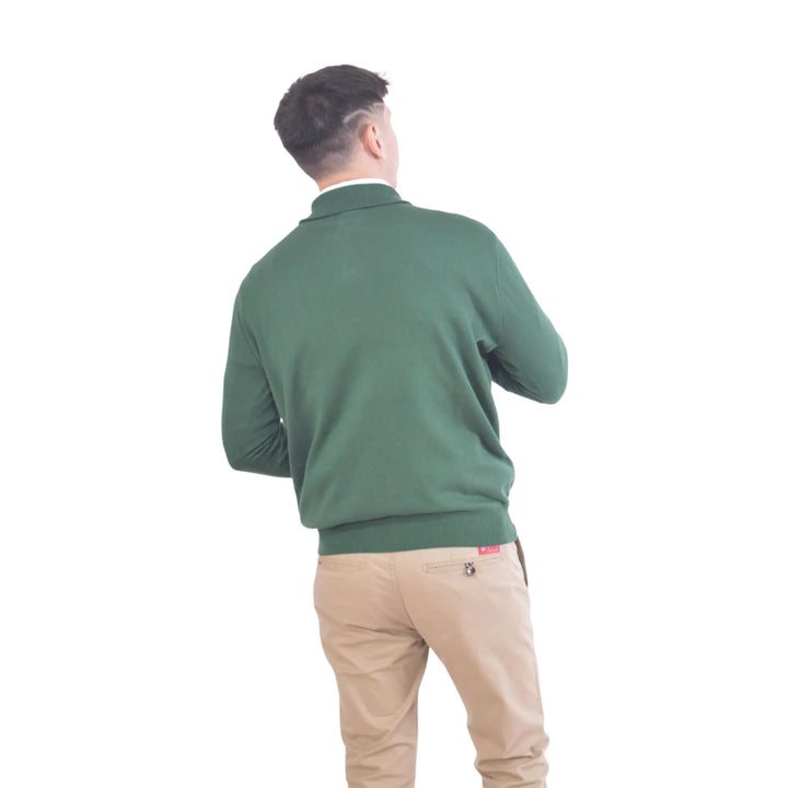 Jersey Kilagi verde de media cremallera para hombre – parte trasera.