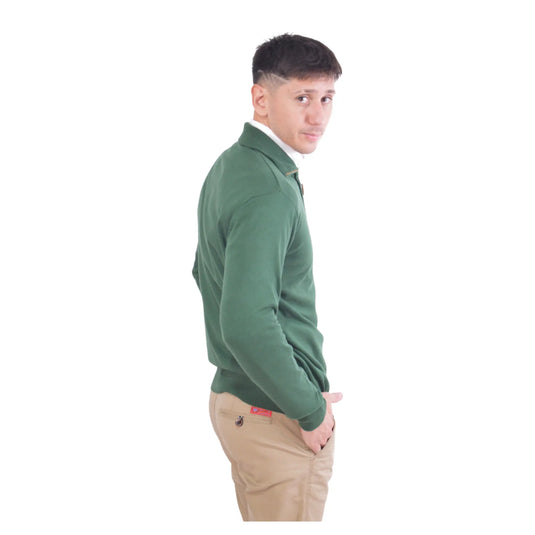 Jersey Kilagi verde de media cremallera para hombre – vista lateral.