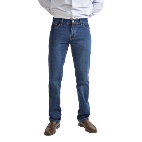 Pantalón vaquero Ubay azul para hombre, diseño recto y clásico EE Exclusive