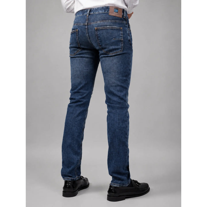 Parte posterior del pantalón vaquero Rocco azul para hombre