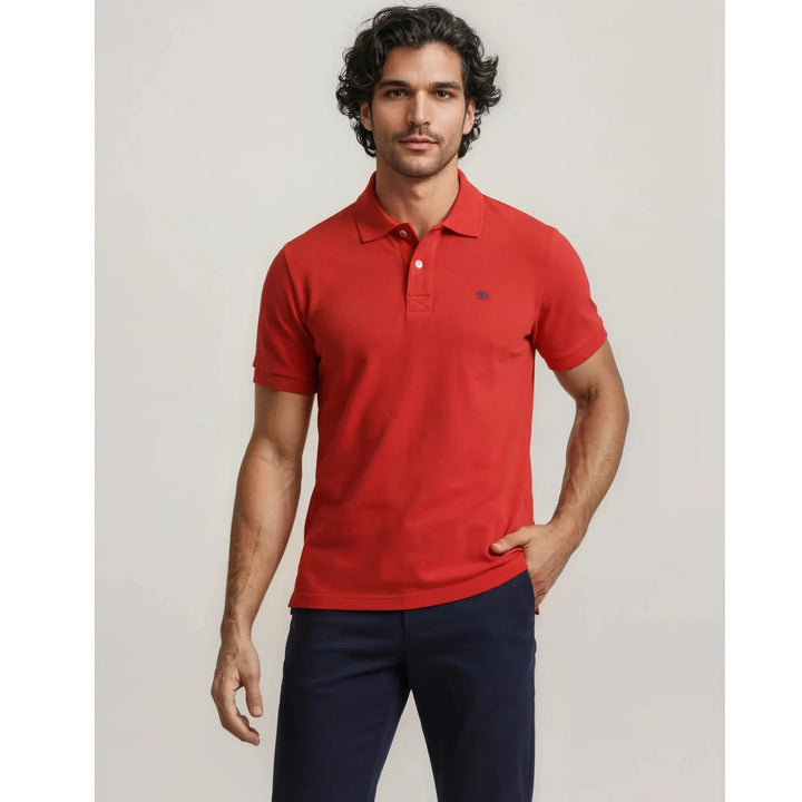 polo rojo hombre algodón Bakes ajuste entallado estilo premium
