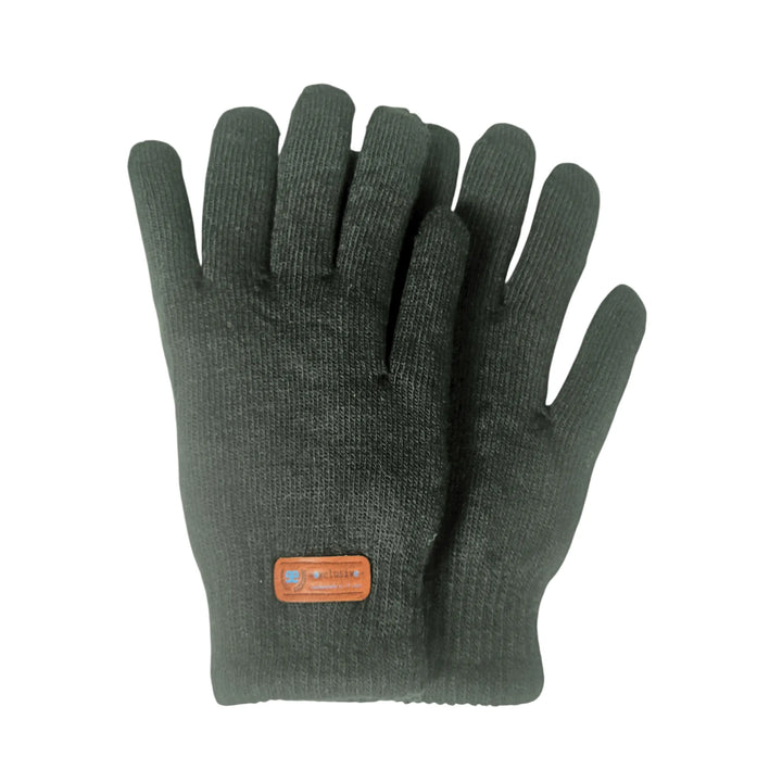 vista lateral guantes negros de punto para hombre EE Exclusive